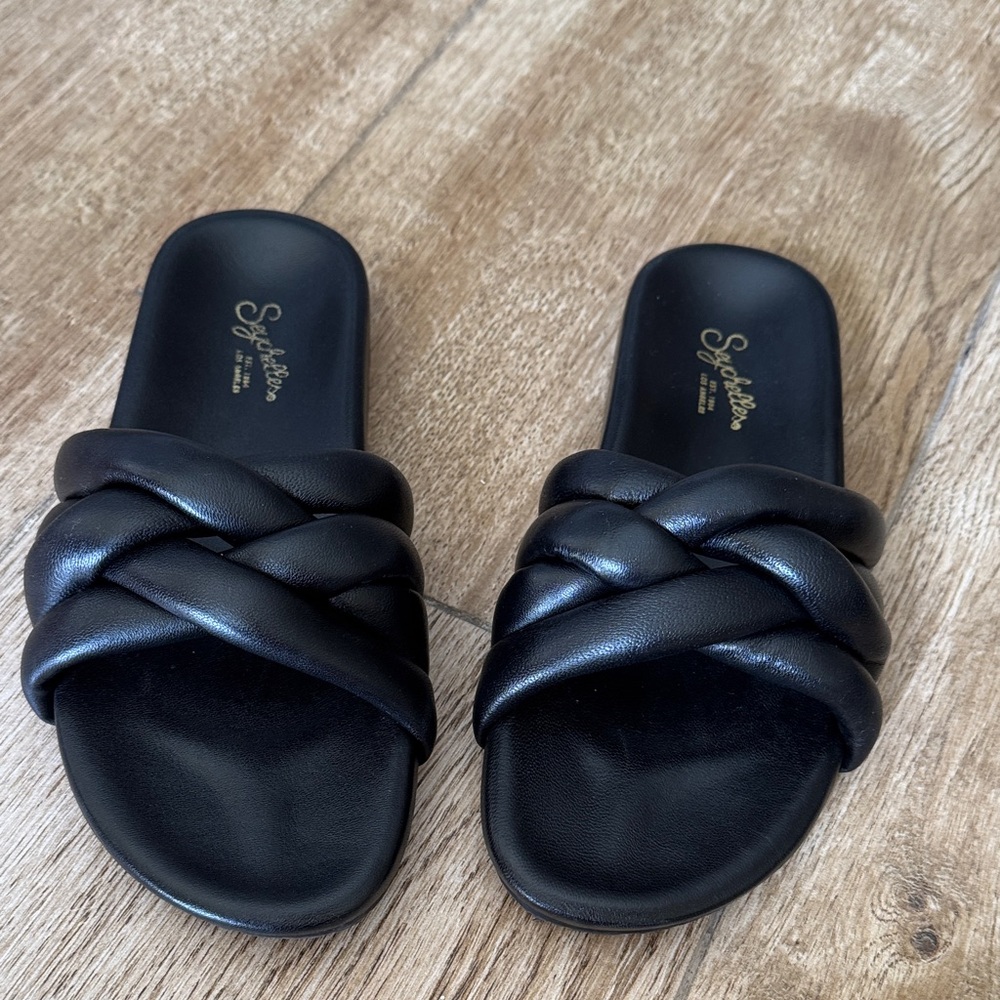 Seychelles Black Braided Slide Sandals